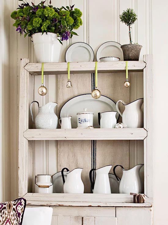Globes hanging on the shelf