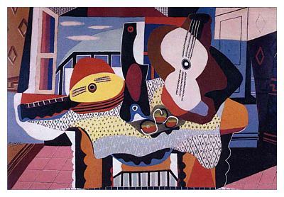 Synthetic phase -Still life with mandolin and guitar, 1924-Picasso