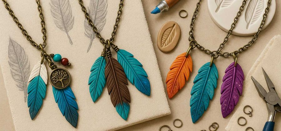 The Magic of Feathers - DIY Handmade Necklaces from Canvas and Fimo
