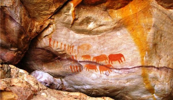 Cave art - drawings in red