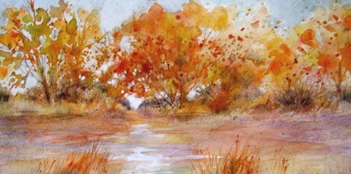 Watercolor in dry paper technique