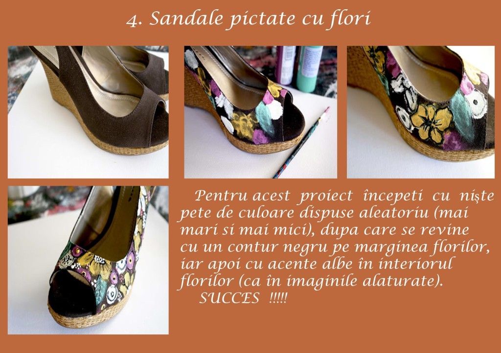Sandals painted with flowers