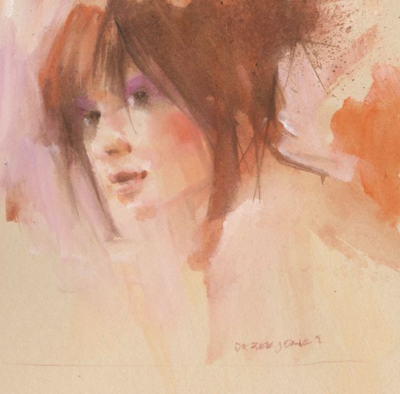 Portrait in gouache technique