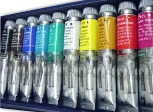Oil paint tubes (modern) made of tin
