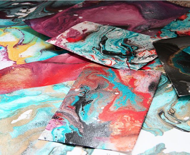 Marbled paper of different colors