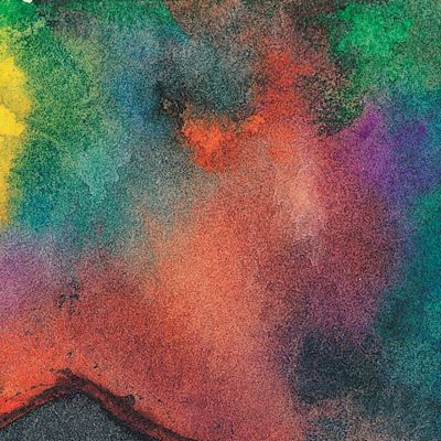 Watercolor in wet paper technique - detail