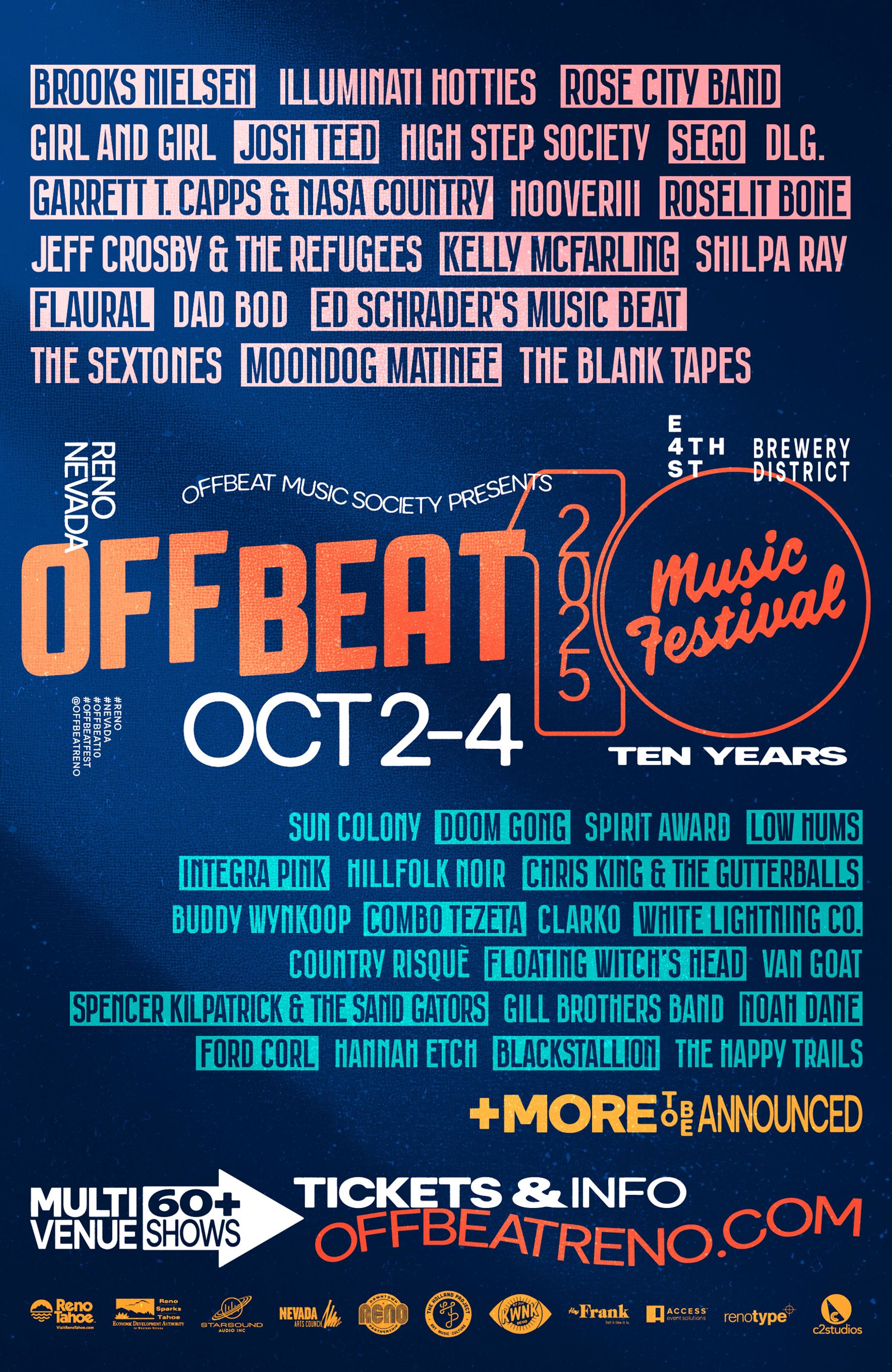 Offbeat Music Festival in Reno Oct 3 & 4, 2025