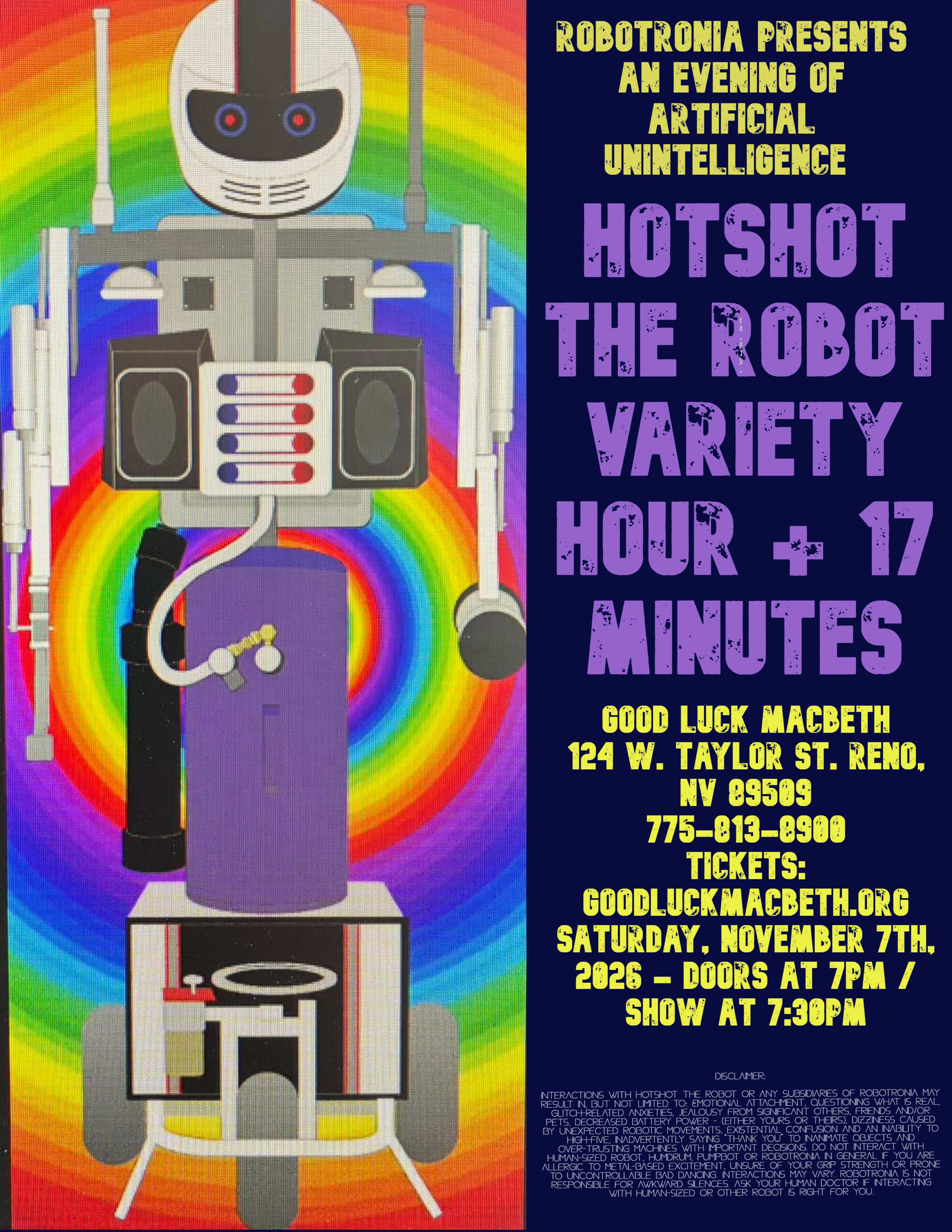 Hotshot Variety Show Reno November 7 2026