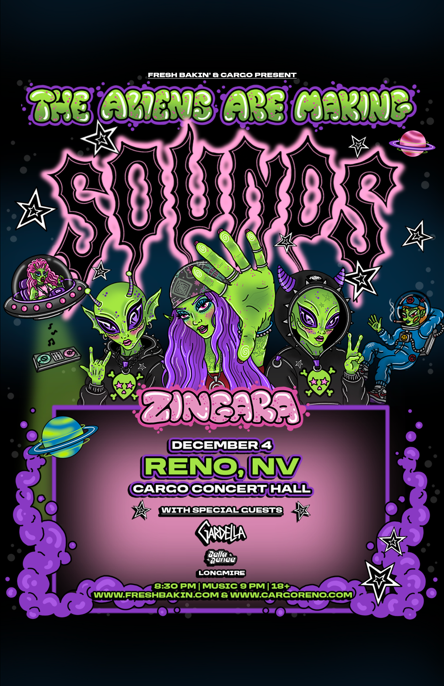 ZINGARA returns to Reno on Dec 4 for The Aliens Are Making Sounds Tour at Cargo