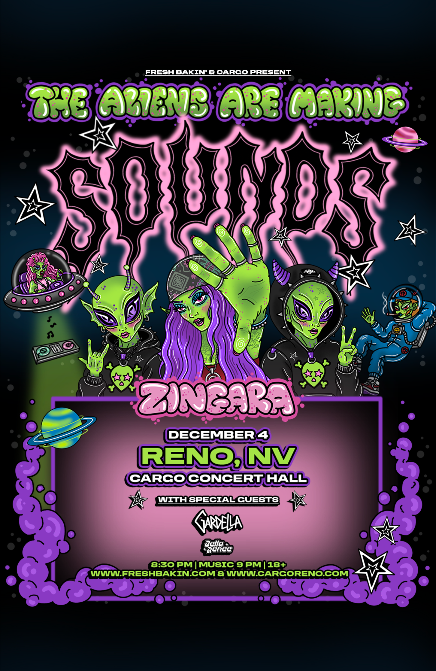 ZINGARA returns to Reno on Dec 4 for The Aliens Are Making Sounds Tour at Cargo
