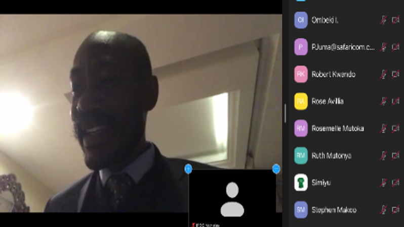 IPCP Elisha Ongoya SC moderating the Club’s weekly training session via Zoom