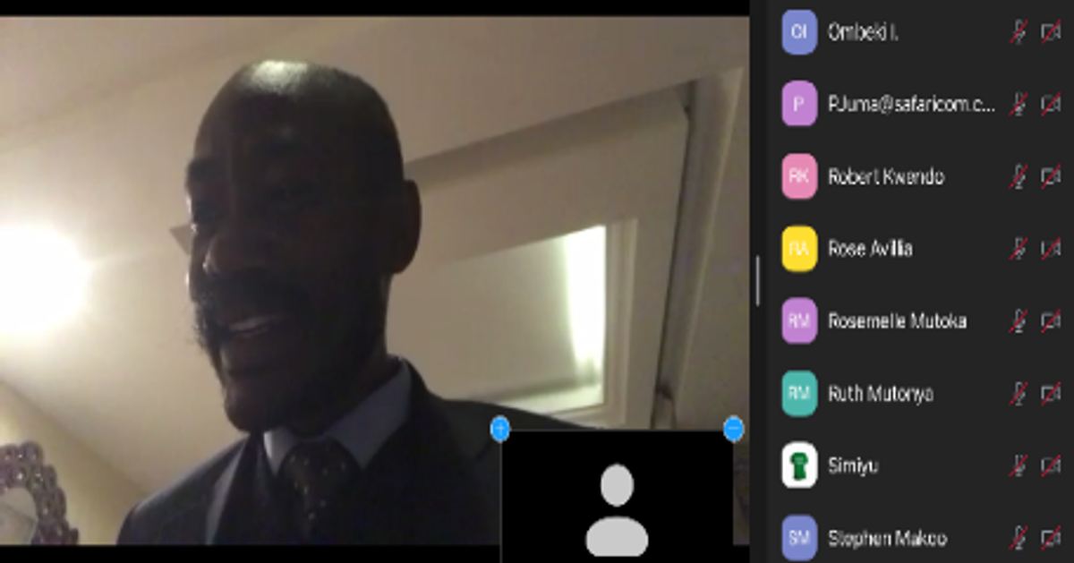IPCP Elisha Ongoya SC moderating the Club’s weekly training session via Zoom