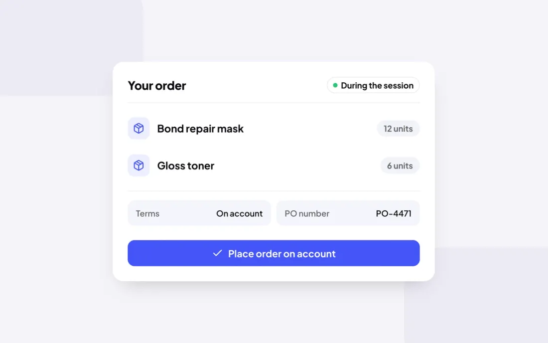 Ordering on account during the session