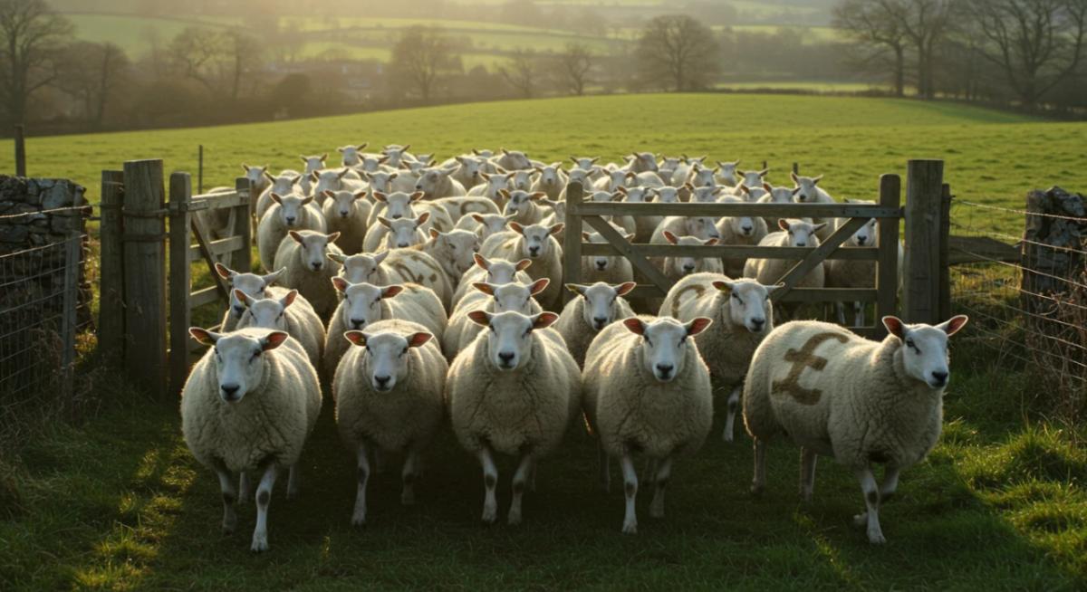 Sheep herded through a gate
