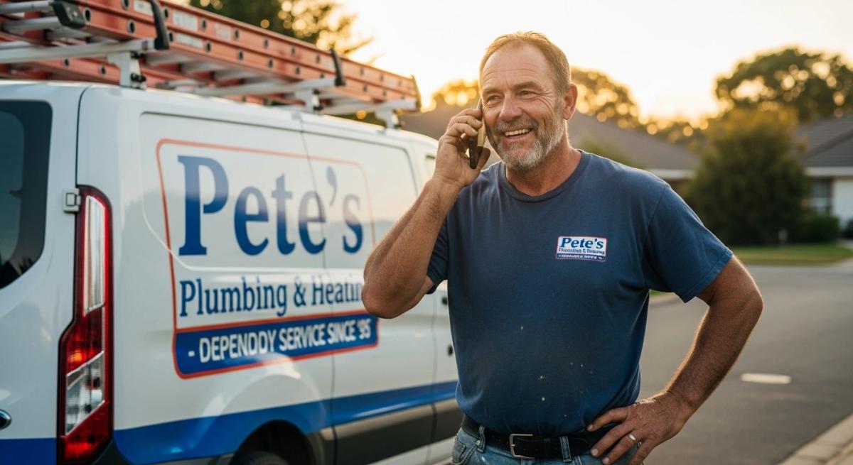 Plumber taking phone call from lead