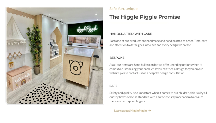 Branded web design for HigglePiggle