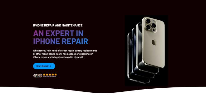 Techii iPhone Repair Website Hero Shot