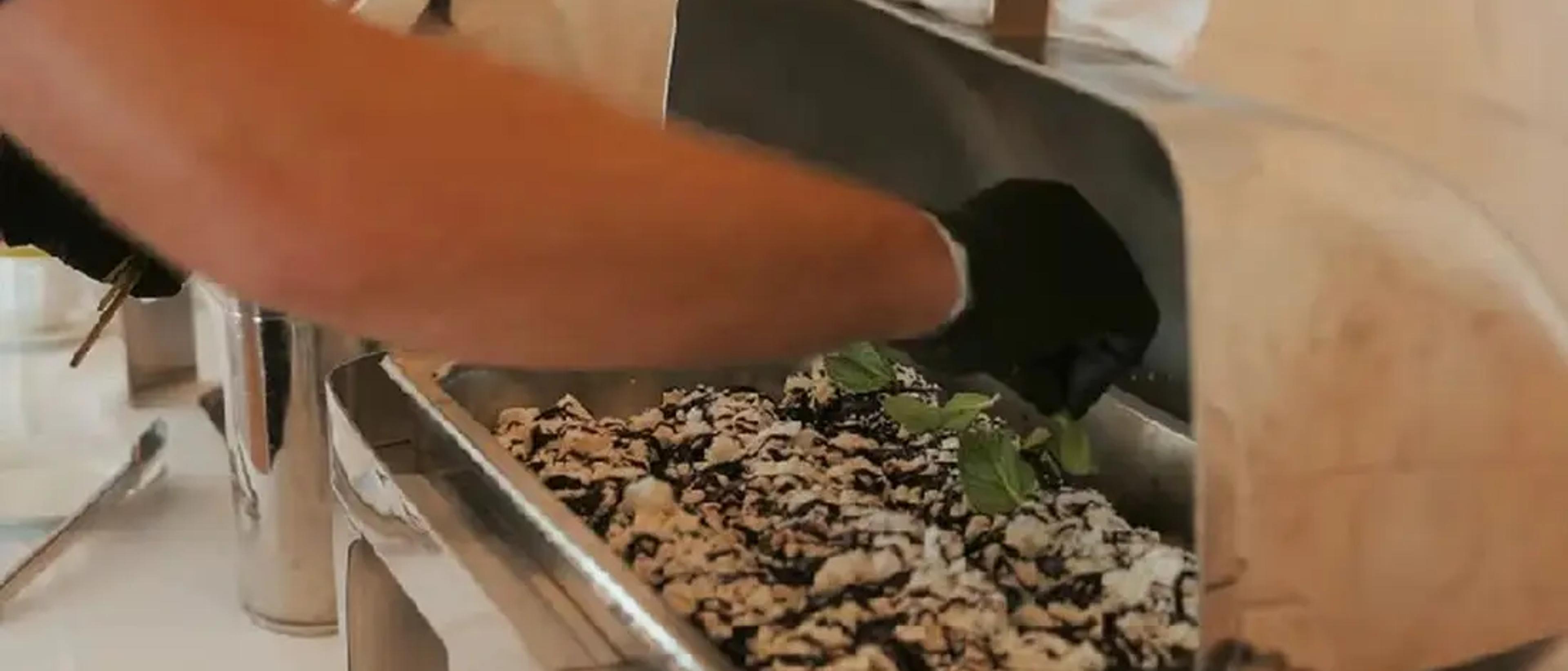 A catered buffet is served during an authentic Experience Camp Pendleton company event