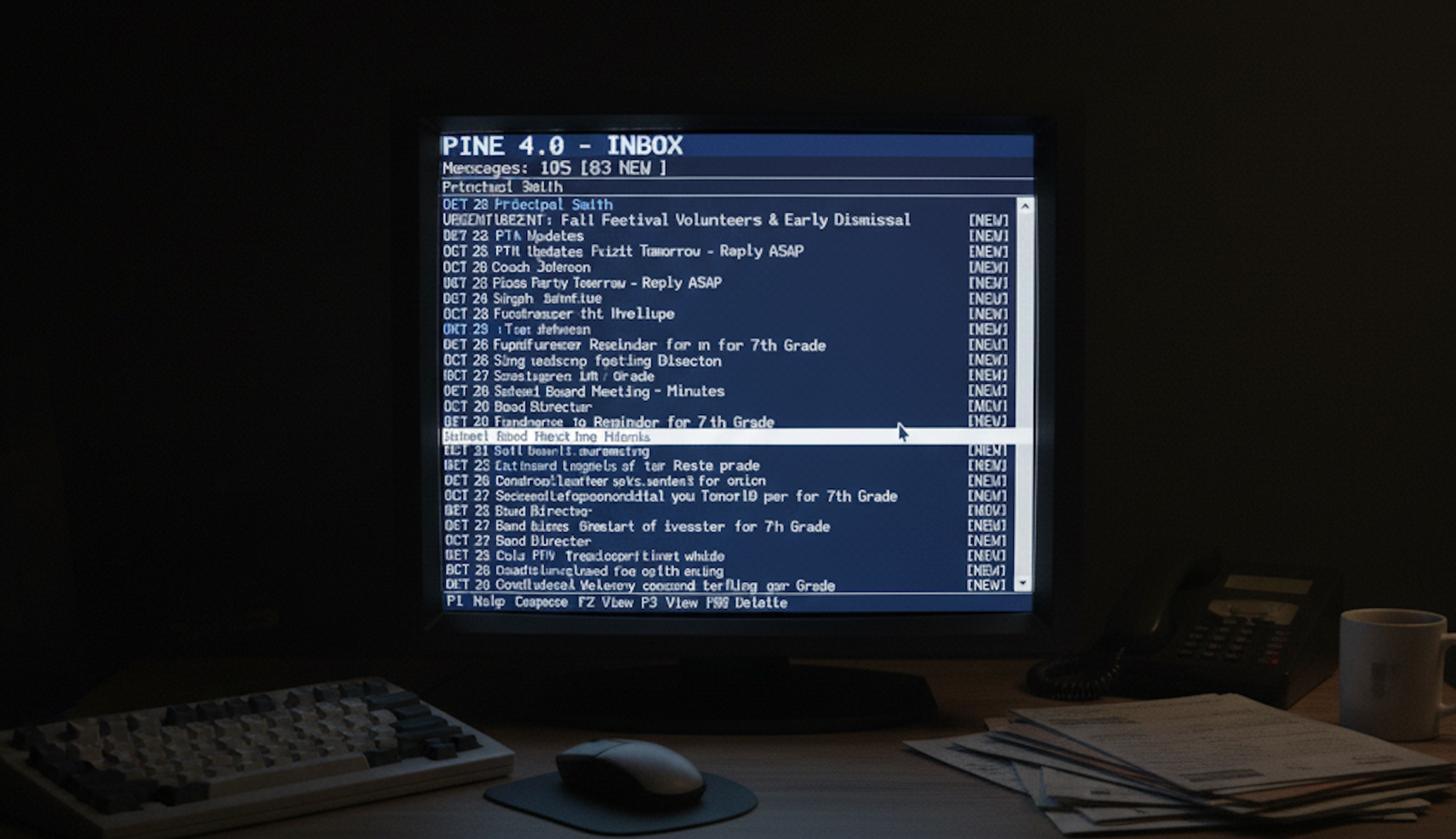 school email overload on a DOS computer