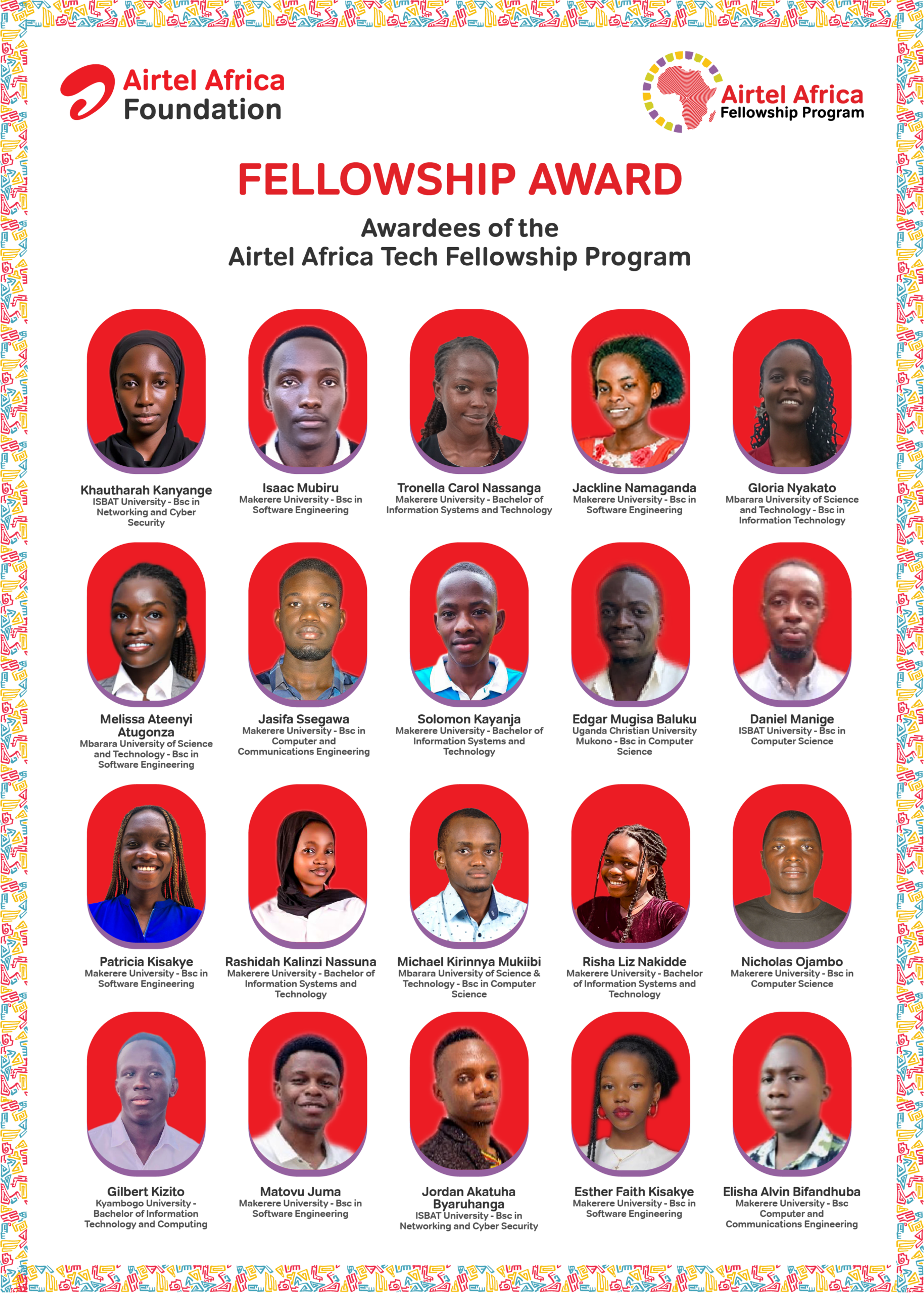 Airtel Africa unveils 20 Ugandan STEM scholars under UGX 3.85 billion tech fellowship