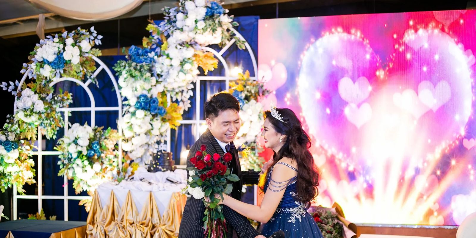 Celebrants at a Filipino debut event