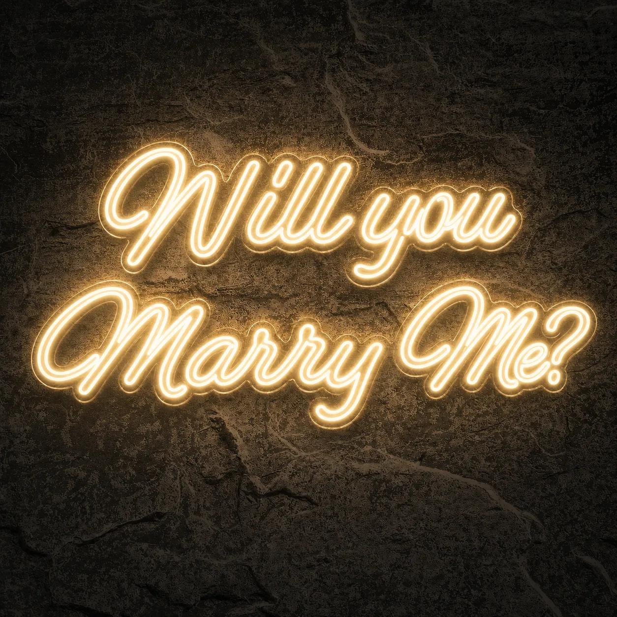 Néon Will You Marry Me ? Texte Jaune - Néon personnalisé NeonStar