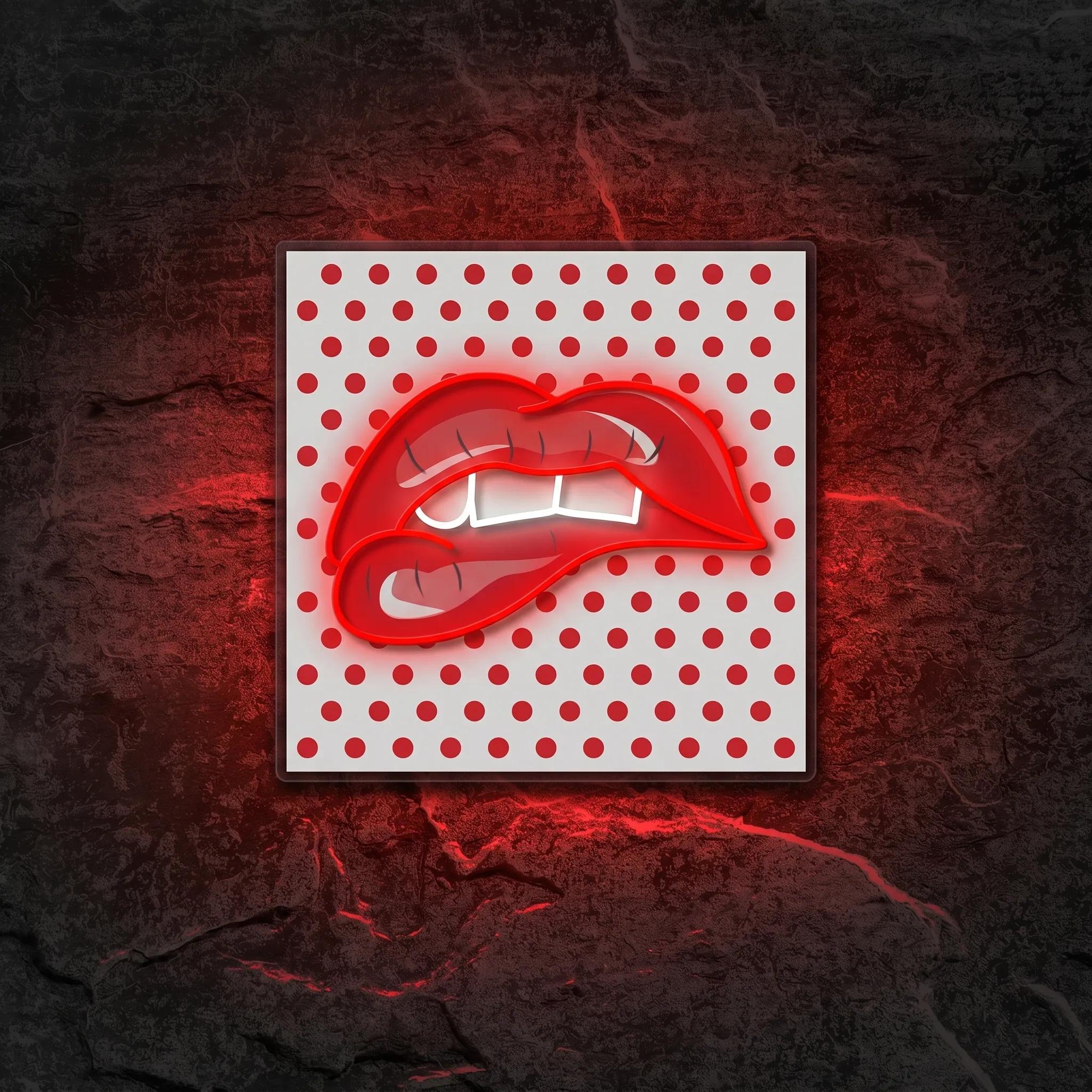 Néon Mordant ses lèvres rouges - Néon personnalisé NeonStar