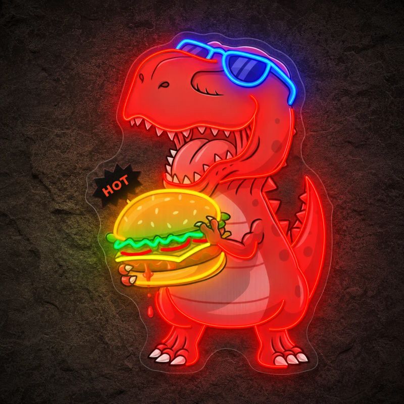 Néon Burger mangeur de dinosaures - Néon personnalisé NeonStar