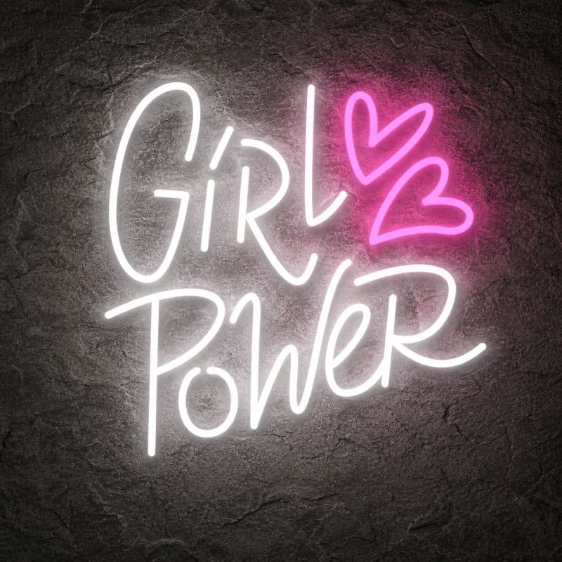 Néon Girl Power Avec Des Cœurs - Néon personnalisé NeonStar