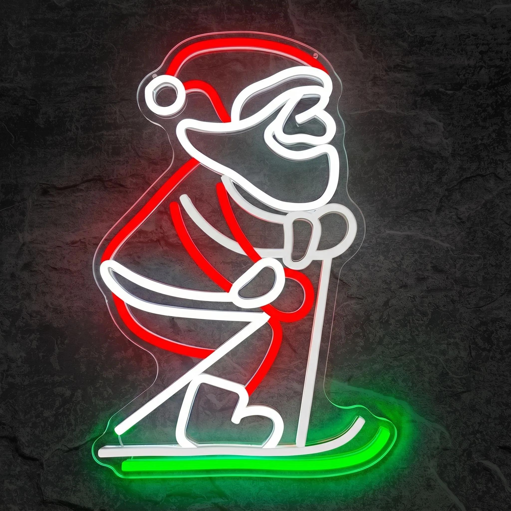 Néon Père Noël Ski - Néon personnalisé NeonStar