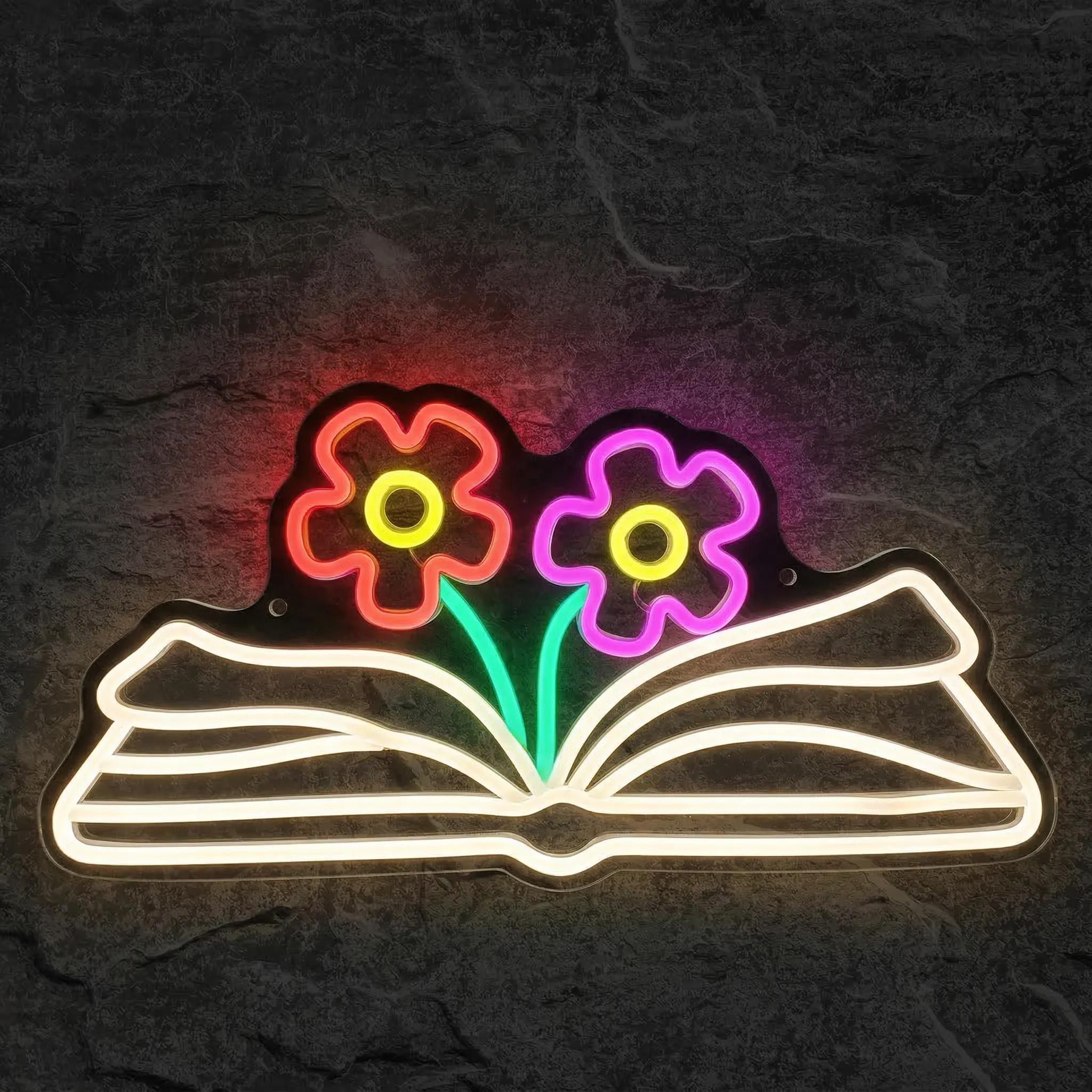 Néon Livre Fleurs - Néon personnalisé NeonStar