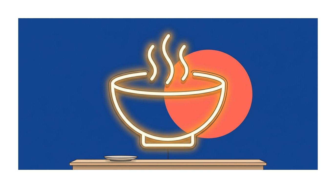 Abstract illustration for the article Néon Cuisine : 10 idées lumineuses pour décorer ses murs