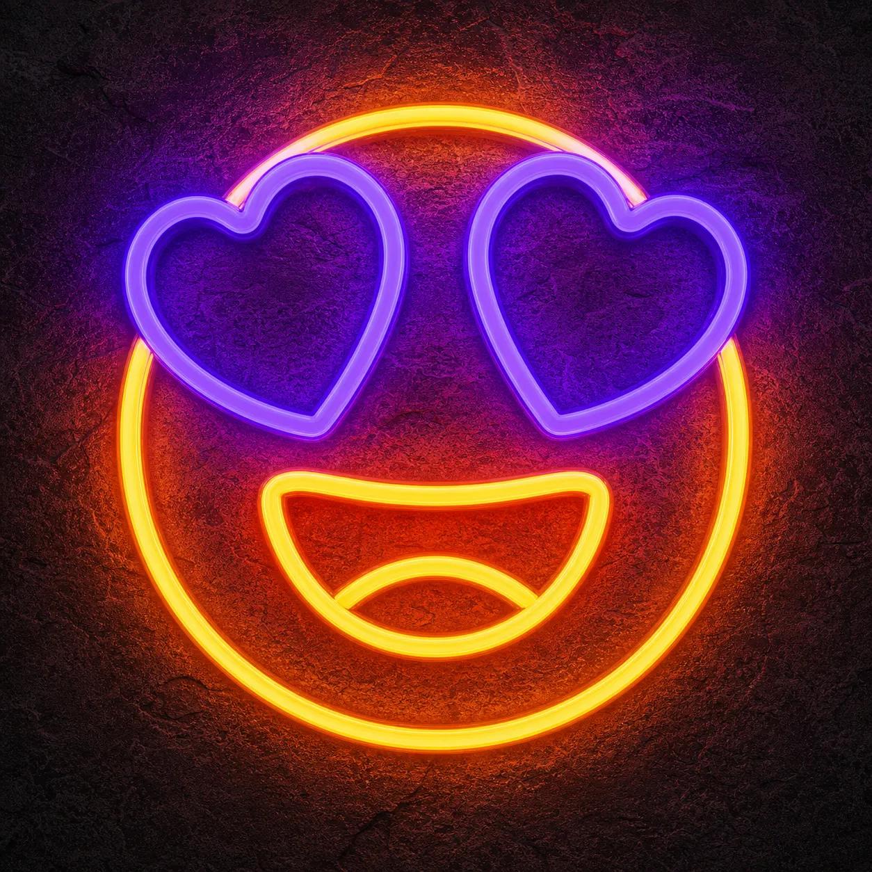 Néon Heart Eyes Emoji - Néon personnalisé NeonStar
