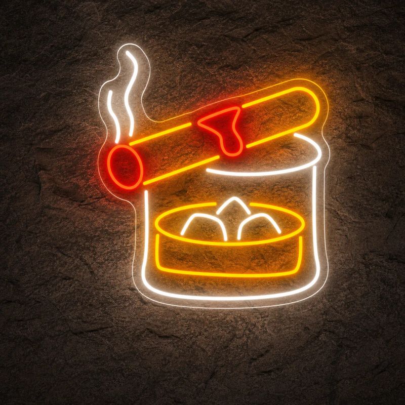 Néon Verre à Whisky et Cigare - Néon personnalisé NeonStar