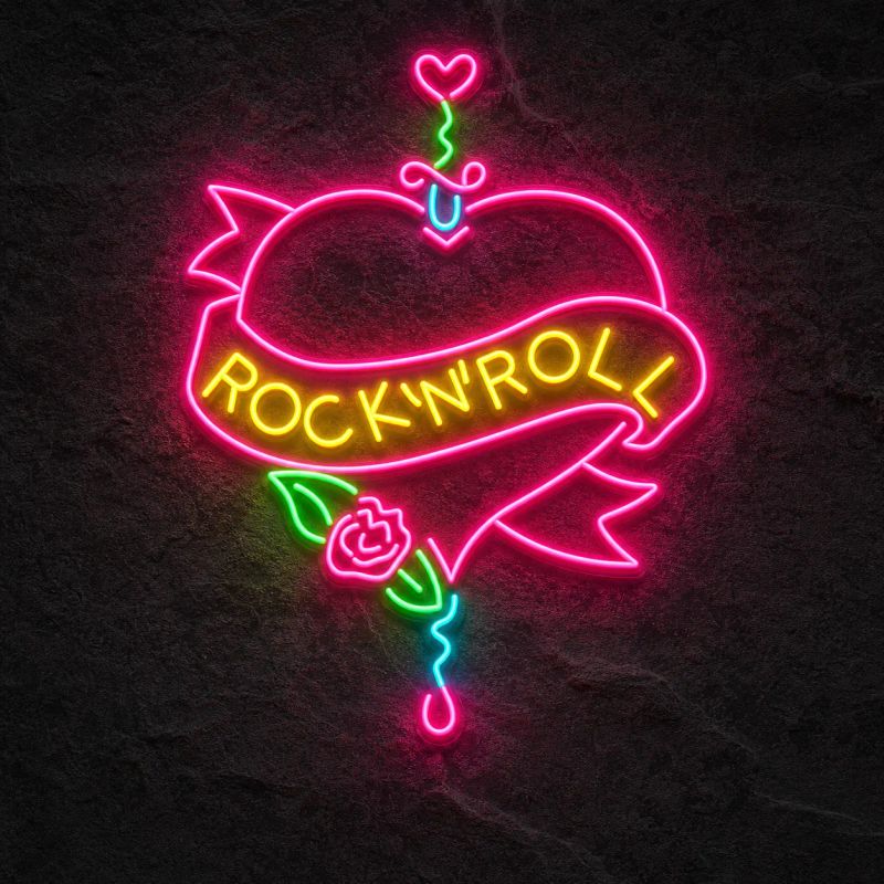 Néon Rock N Roll Coeur Rose - Néon personnalisé NeonStar