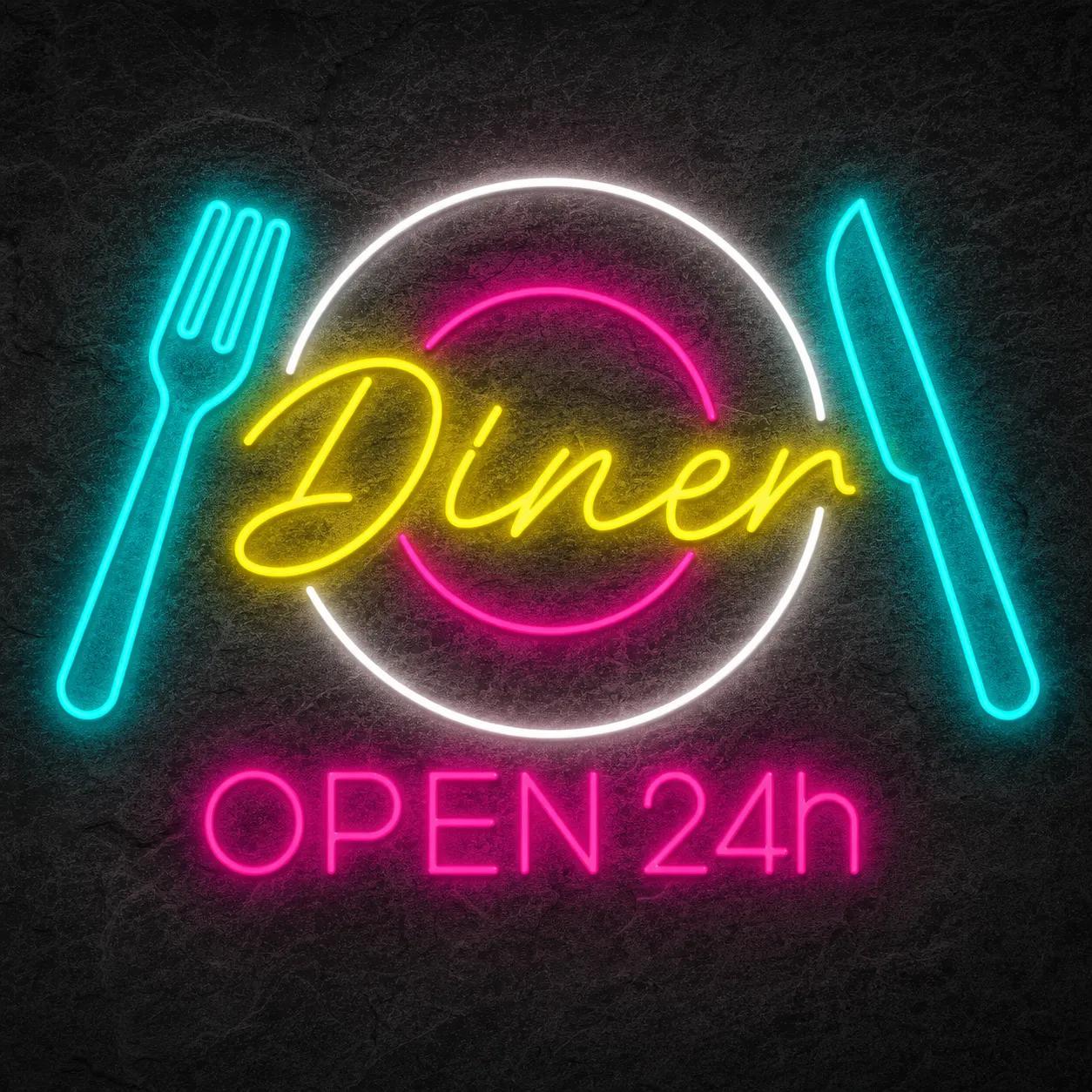 Néon Dinner Open 24h - Néon personnalisé NeonStar