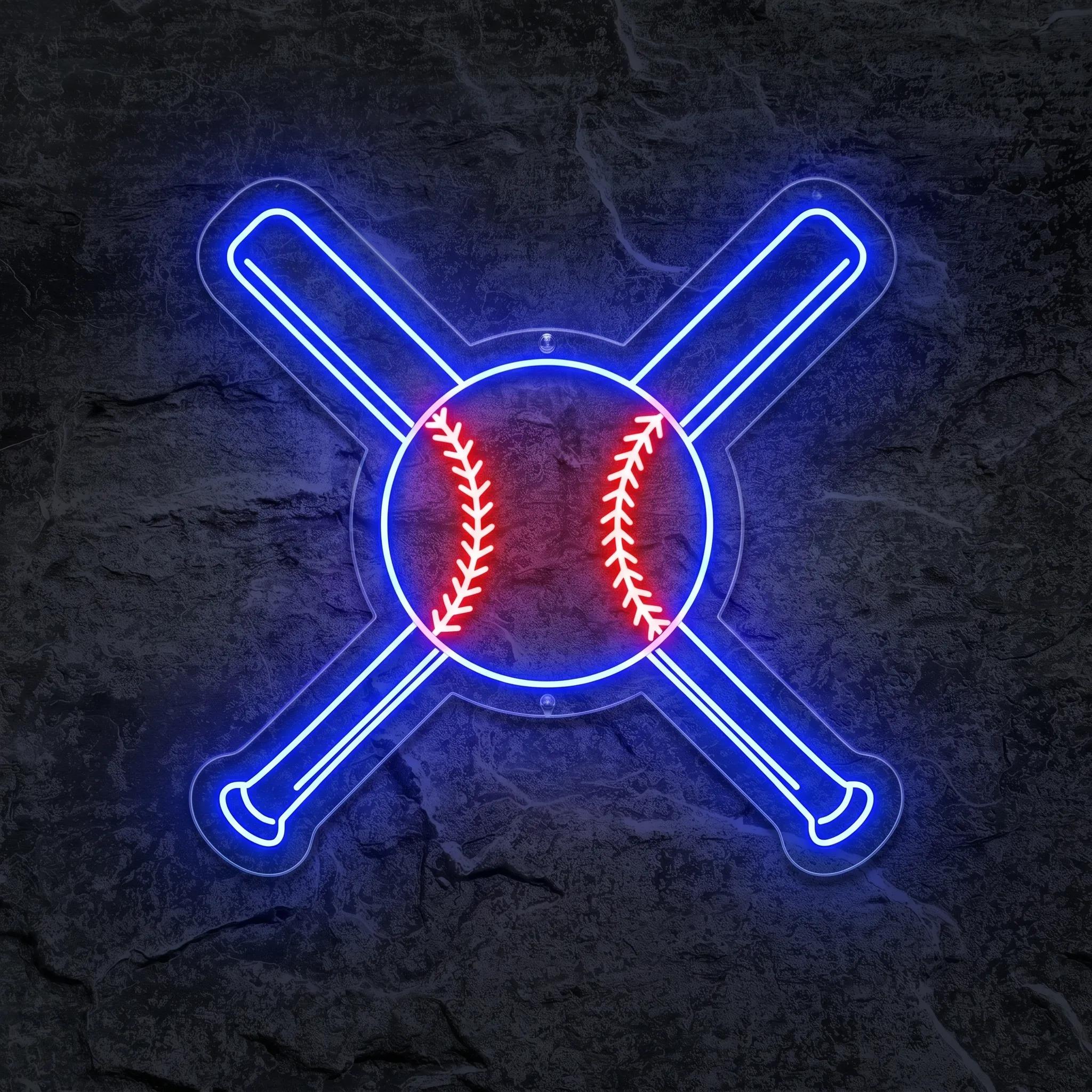 Néon Baseball Battes Croisées avec Balle - Néon personnalisé NeonStar