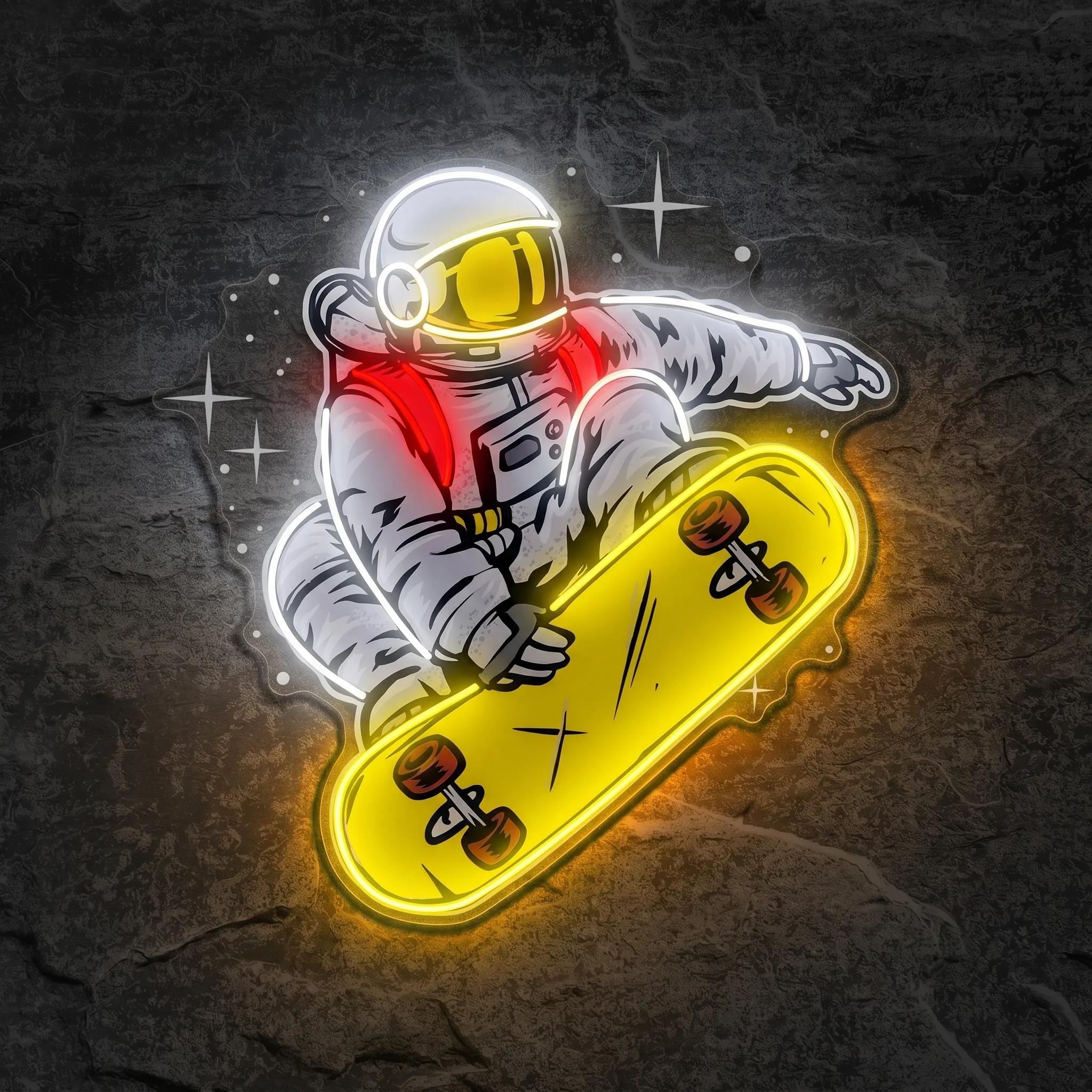 Néon Astronaute sur Skateboard - Néon personnalisé NeonStar