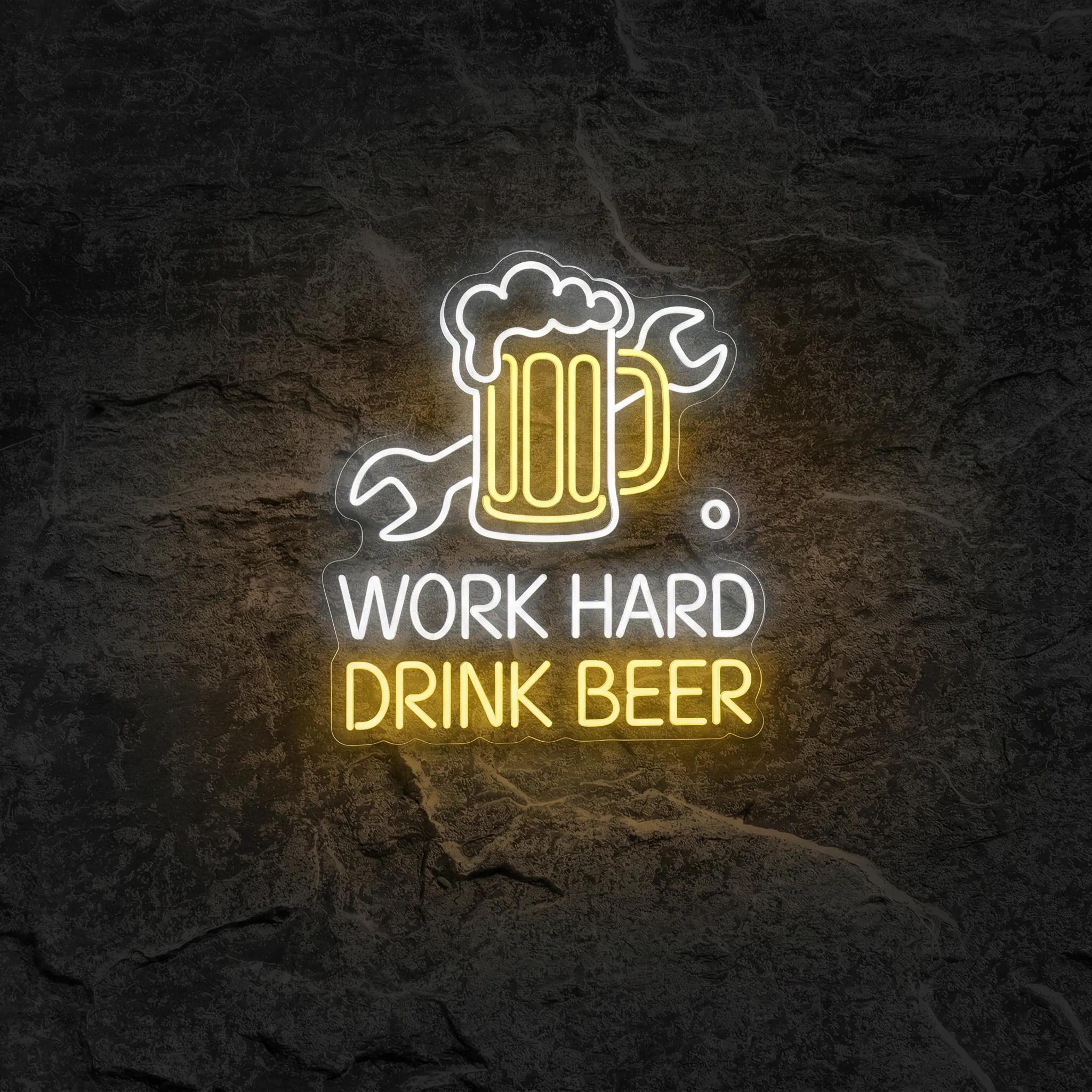 Néon Work Hard Drink Beer - Néon personnalisé NeonStar