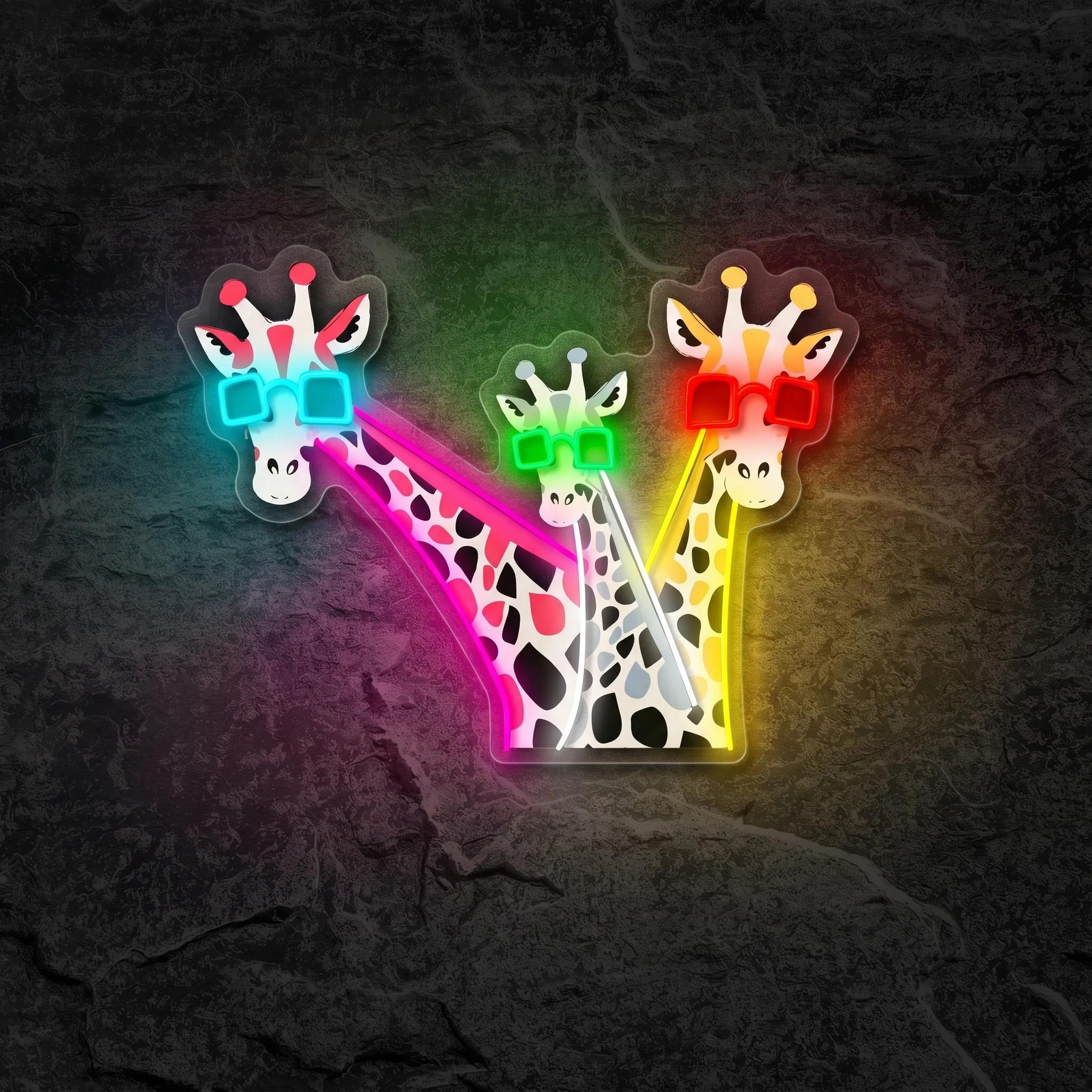 Néon Girafes drôles avec des lunettes de soleil - Néon personnalisé NeonStar