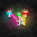 Miniature Néon Girafes drôles avec des lunettes de soleil - Néon personnalisé