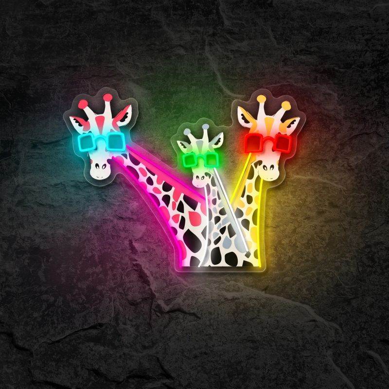 Néon Girafes drôles avec des lunettes de soleil - Néon personnalisé NeonStar