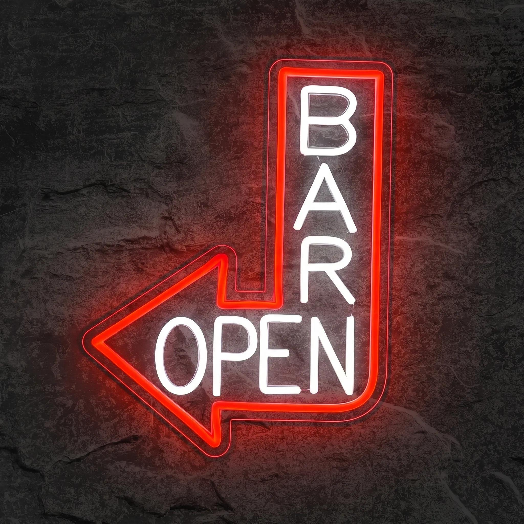 Néon Bar Open Flèche - Néon personnalisé NeonStar