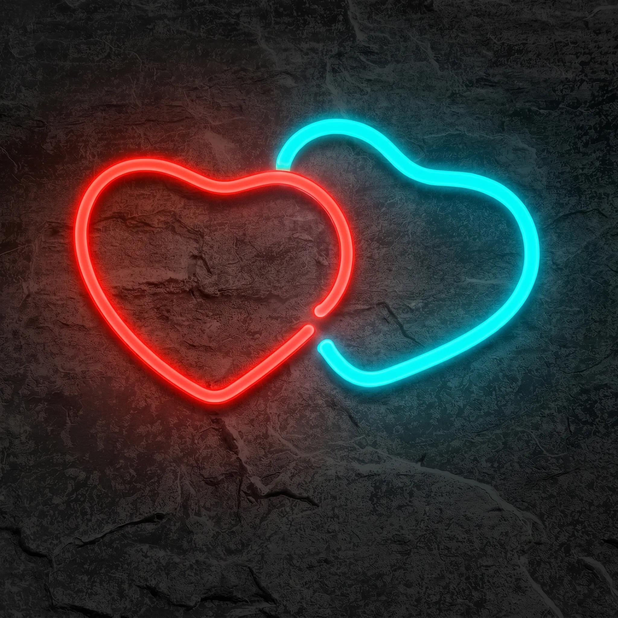 Néon Double Cœurs de Table - Néon personnalisé NeonStar