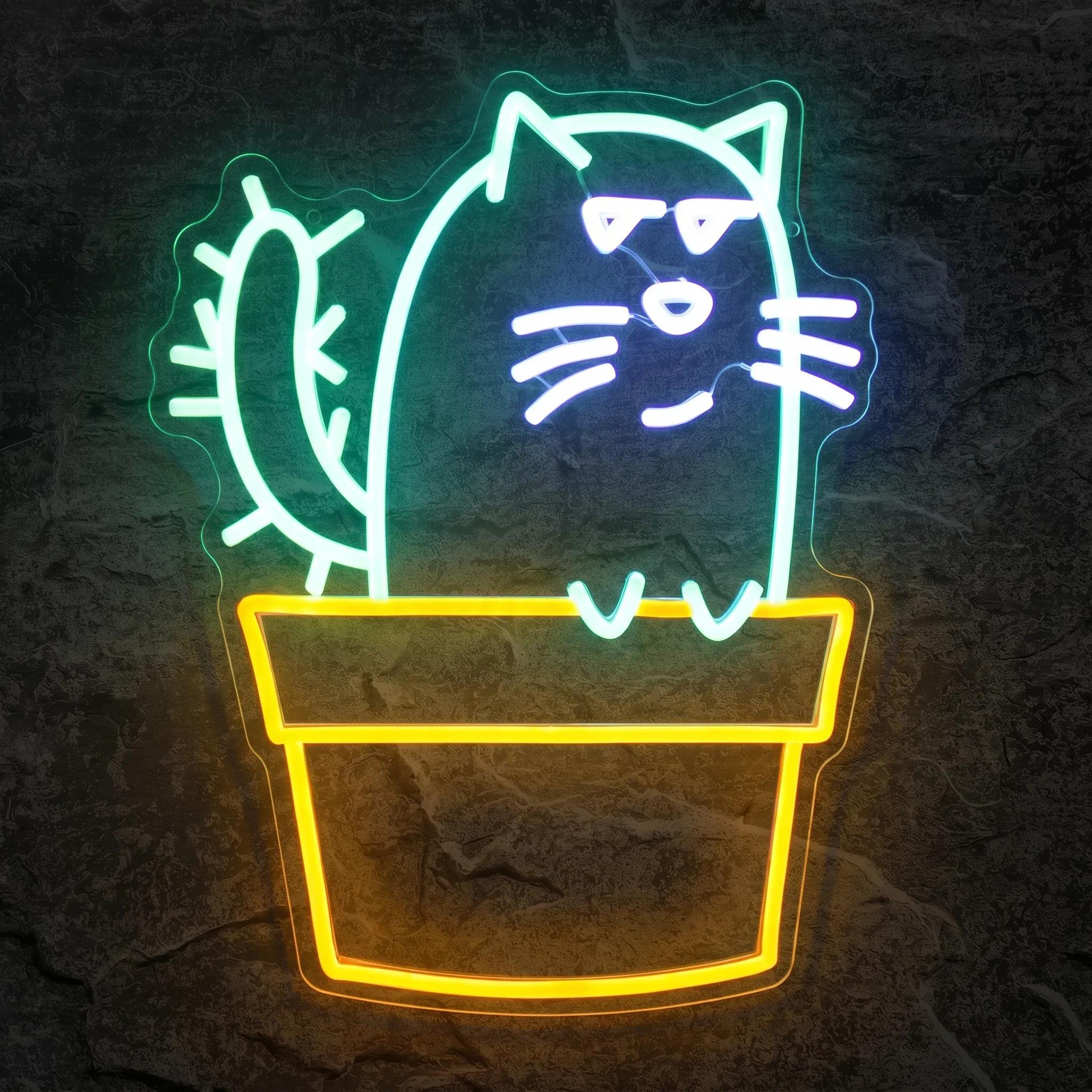 Néon Chat Cactus - Néon personnalisé NeonStar