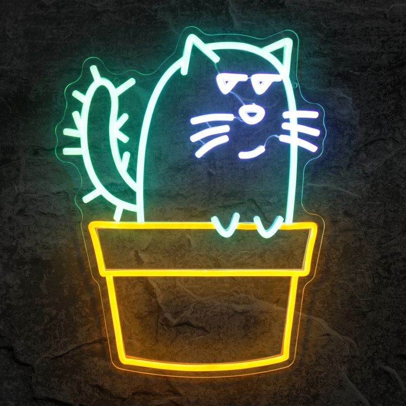 Néon Chat Cactus - Néon personnalisé NeonStar