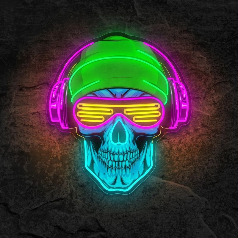Néon Crâne avec Écouteurs - Néon personnalisé NeonStar