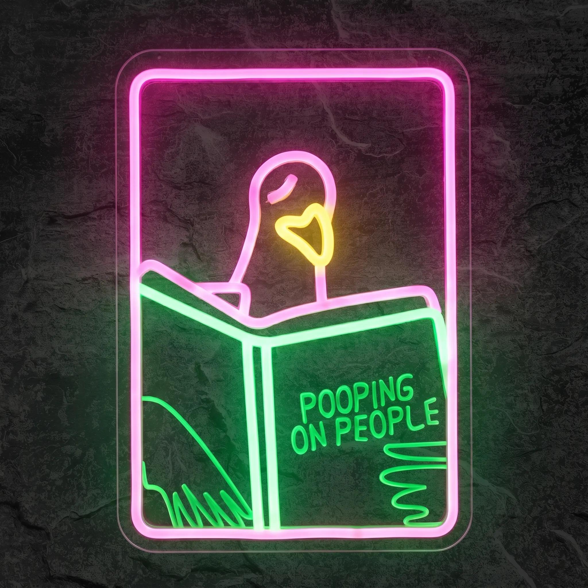 Néon Pigeon Pooping on People - Néon personnalisé NeonStar