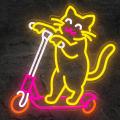 Miniature Néon Chat Trottinette - Néon personnalisé