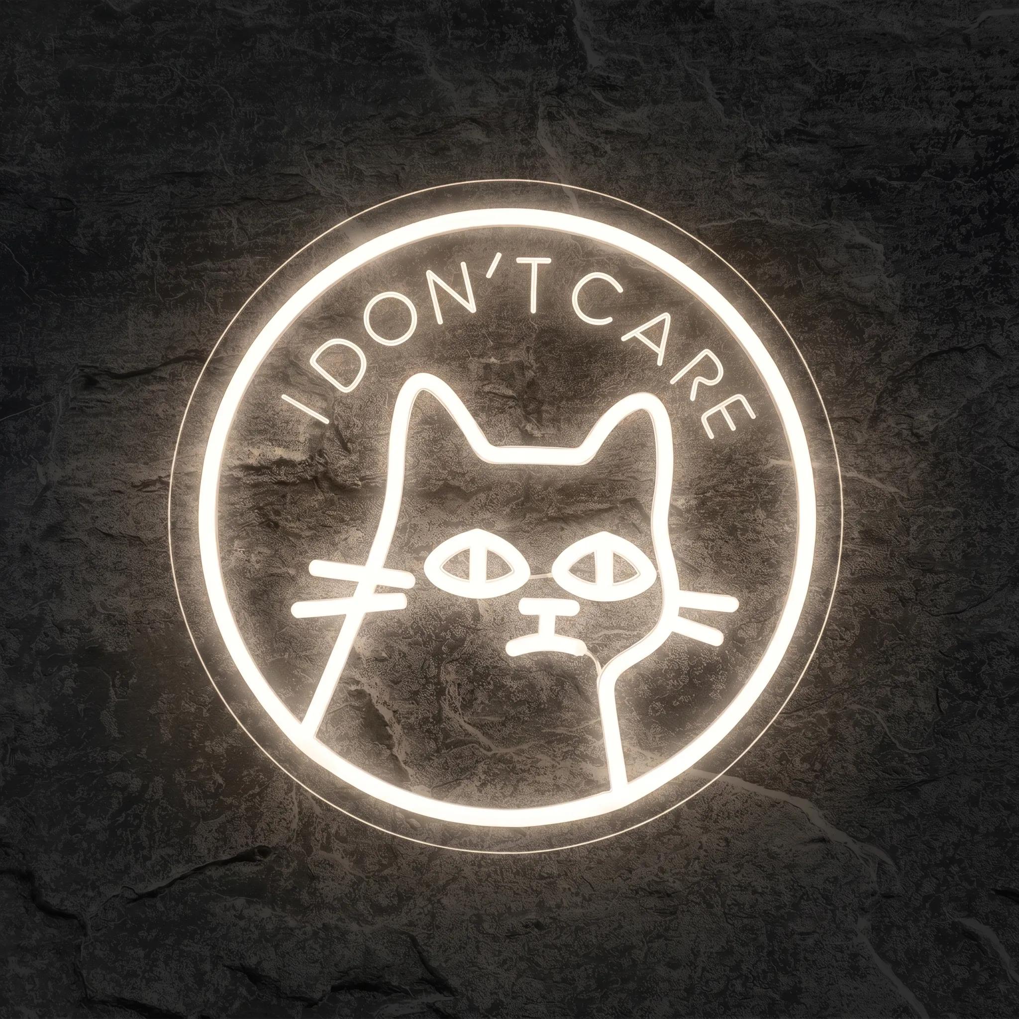 Néon Chat I Don't Care - Néon personnalisé NeonStar
